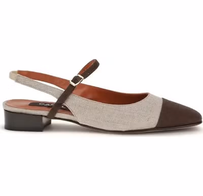 Beige Cotton Ballet Flats