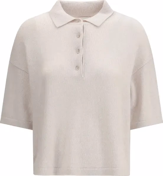 Allude Beige Cashmere Polo Shirt
