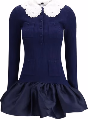 Blue Viscose Cocktail Dress