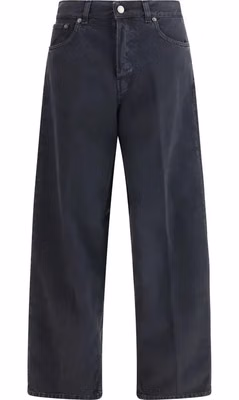 Black Cotton Straight-Leg Jeans