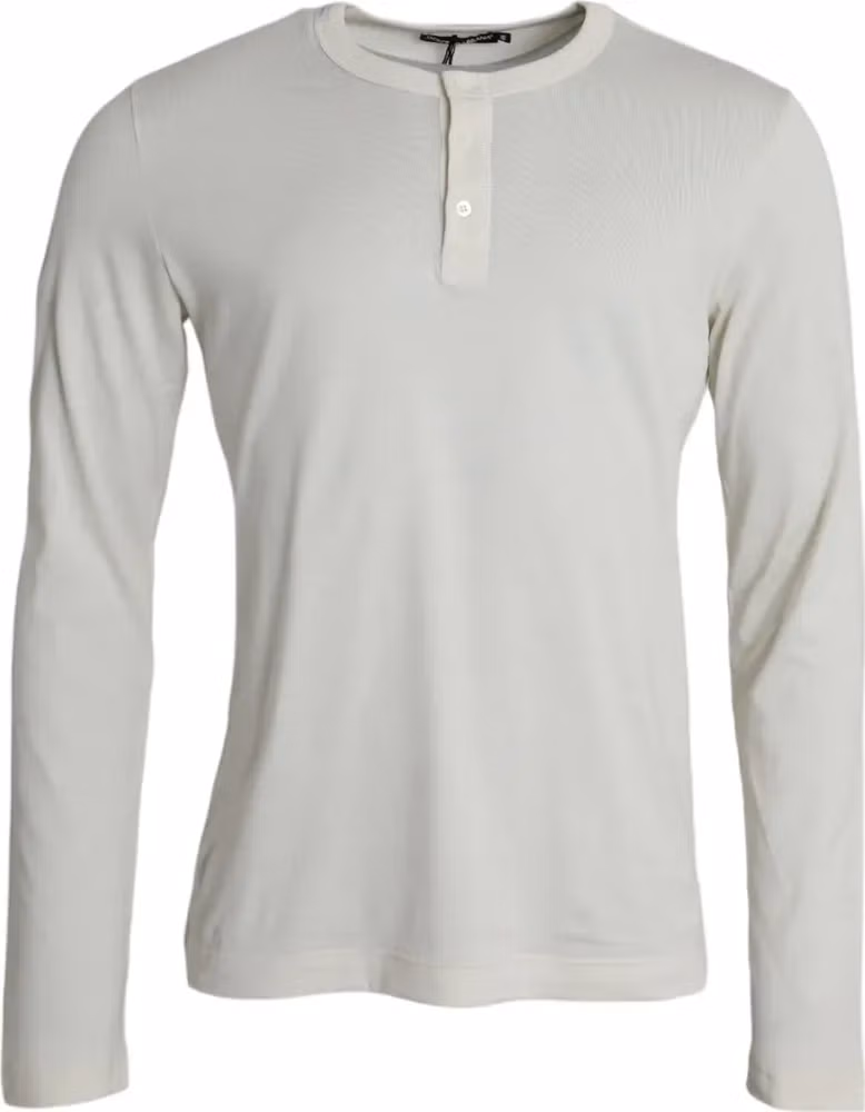 Dolce & Gabbana White Cotton Long Sleeve T-Shirt