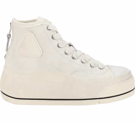 R13 White Cotton High Top Sneakers