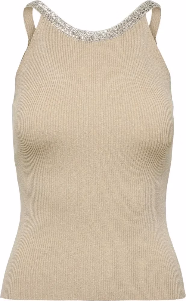 Only Beige Nylon  Elastane Tank Tops