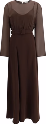 Brown Polyester Casual Dress