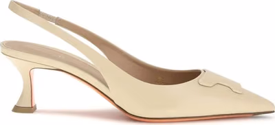 Beige Calf Leather Bos Taurus Mid Heel Pumps