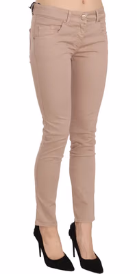 Brown Low Waist Slim Fit Skinny Cotton Pants
