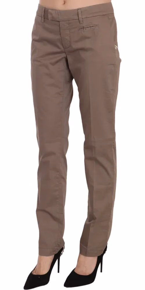 Dondup Brown Low Waist Straight Cut Trouser Pant