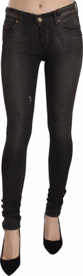 Cotton Black Washed Low Waist Skinny Denim Jeans