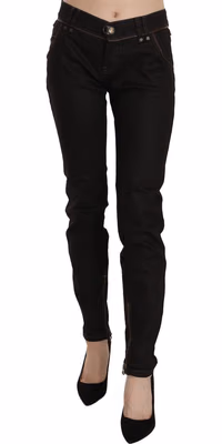 Cotton Black Mid Waist Skinny Denim Jeans