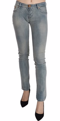 Light Blue Washed Mid Waist Skinny Denim Jeans
