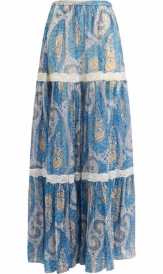 Multicolor Silk Long Skirt