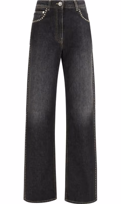 Black Cotton Straight-Leg Jeans