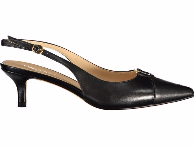 Twinset Black Leather Women Sandal