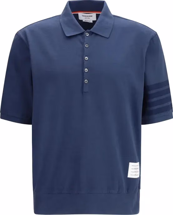 Thom Browne Blue Cotton Polo Shirt