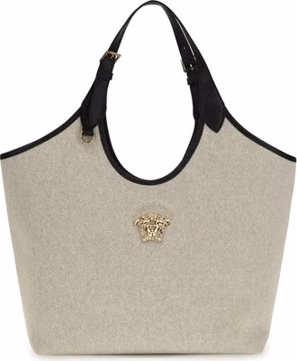 Beige Cotton Shoulder Bag