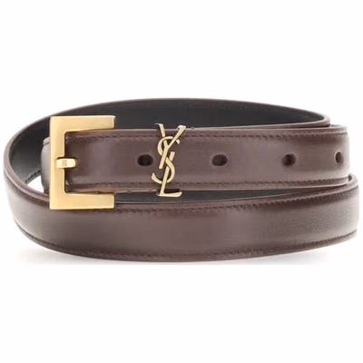 Brown Calf Leather Bos Taurus Thin Belt
