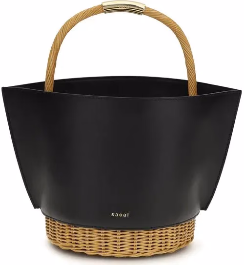 Sacai Black Calf Leather Bos Taurus Shoulder Bag