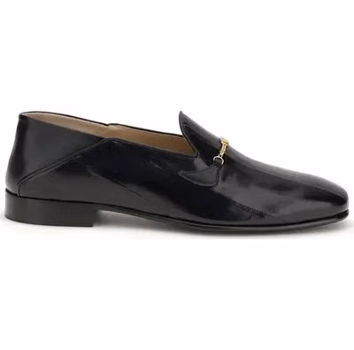 Black Calf Leather Bos Taurus Slip-On Loafers