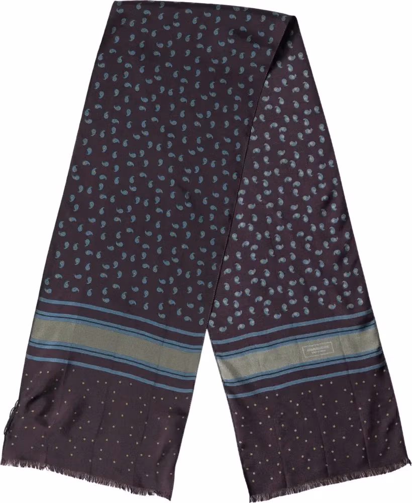 Dolce & Gabbana Men Scarf Maroon Patterned Silk Neck Foulard 132cm x 33cm