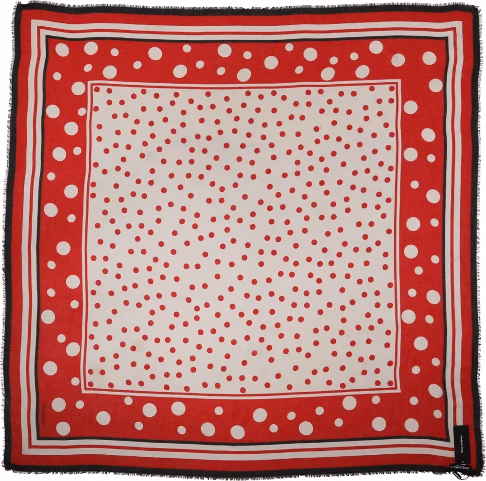 Dolce & Gabbana Red Polka Dot Print Square Stole 130cm x 130cm Scarf