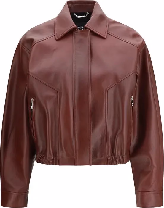 Versace Bordeaux Calf Leather Bos Taurus Leather Jacket