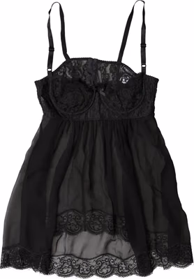 Black Silk Floral Lace Lingerie Top Underwear