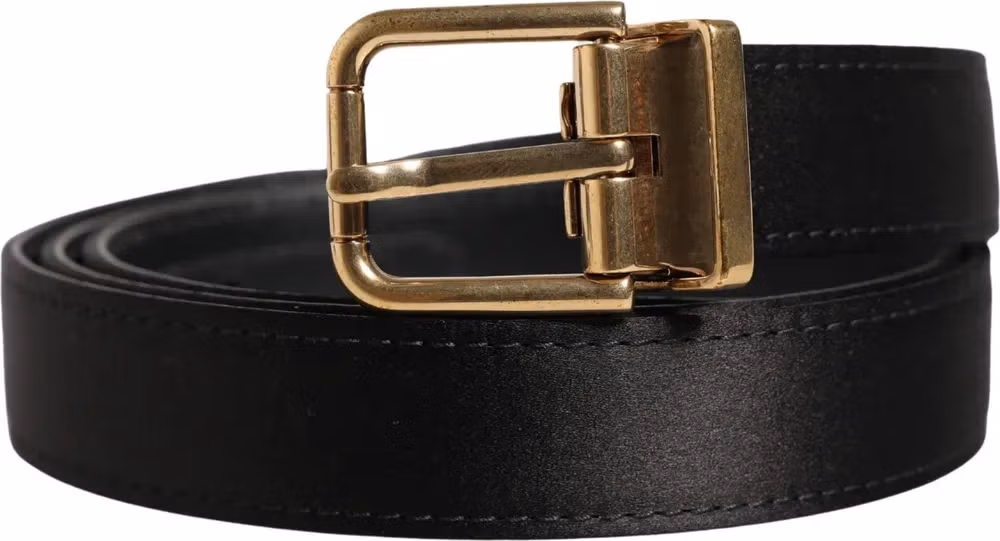 Dolce & Gabbana Men Black Classic Viscose Metal Buckle Belt
