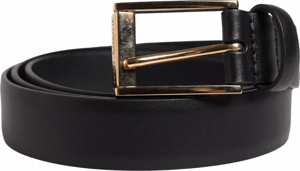 Dolce & Gabbana Men Black Classic Leather Metal Buckle Belt