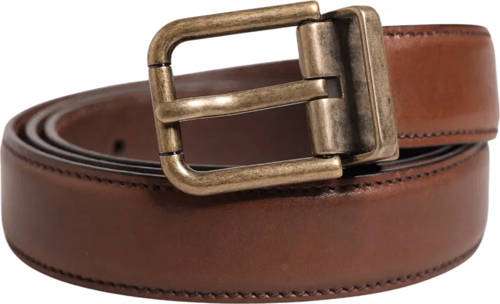 Dolce & Gabbana Men Brown Classic Leather Metal Buckle Belt