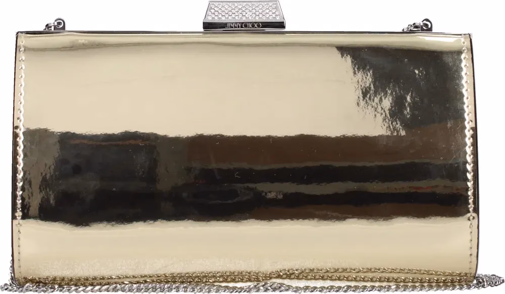 Jimmy Choo Gold Leather Clutch Bag