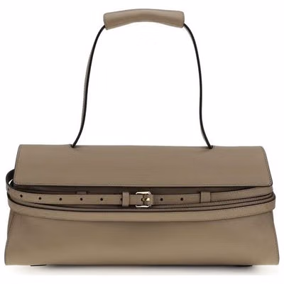 Beige Calf Leather Bos Taurus Shoulder Bag