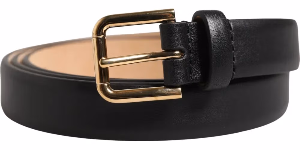 Dolce & Gabbana Black Classic Leather Gold Metal Buckle Belt