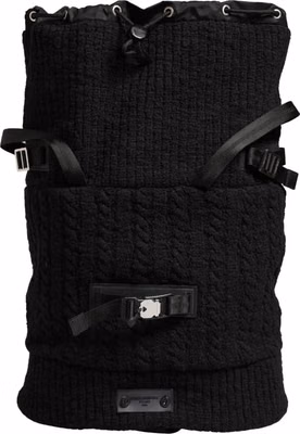 Black Tricot Wool Blend Duffel Backpack Travel Borse Bag