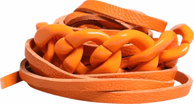 Orange Leather Chain Waist Metal Buckle Belt