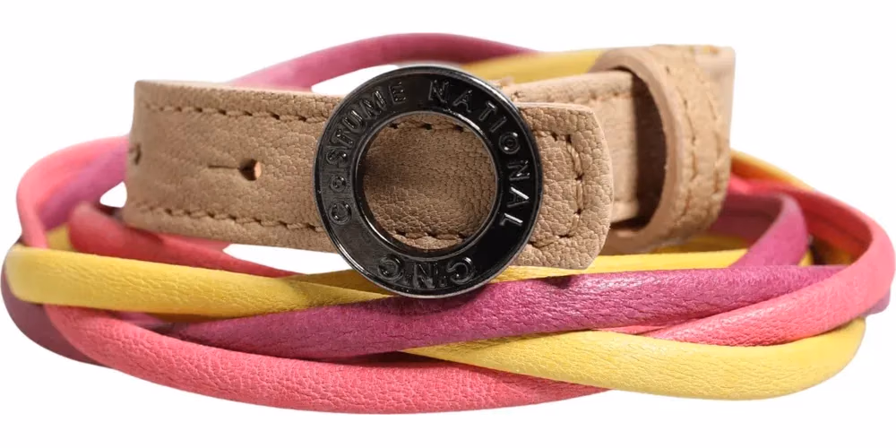 Costume National Multicolor Twisted Leather Circle Buckle Belt