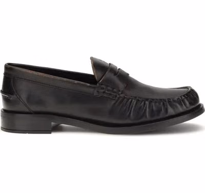 Black Calf Leather Bos Taurus Slip-On Loafers