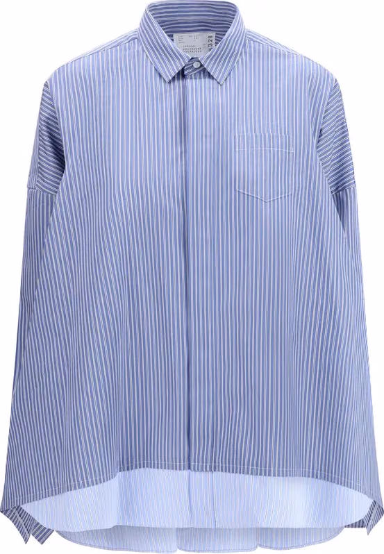Sacai Blue Cotton Pattern Shirt