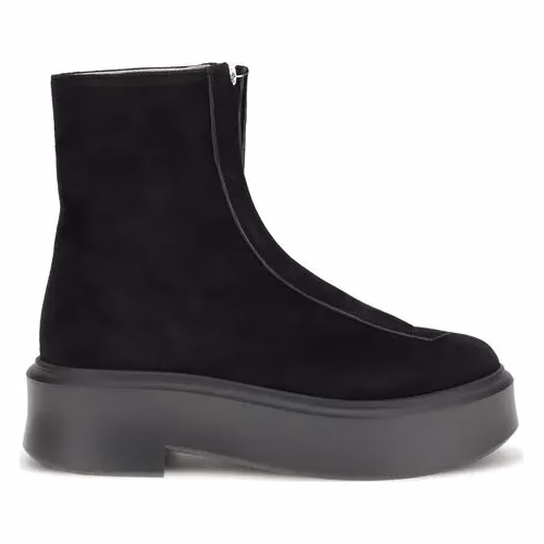 The Row Black Calf Leather Bos Taurus Lace-Up Boots