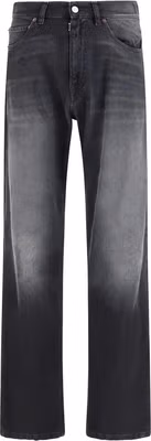 Black Cotton Straight-Leg Jeans