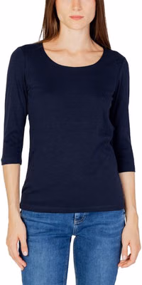 Blue Cotton Long Sleeve T-Shirt