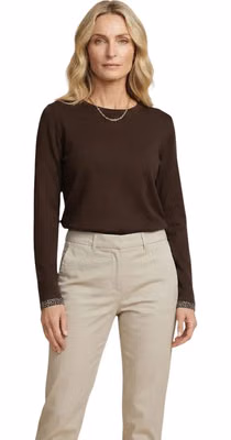 Brown Cotton Long Sleeve T-Shirt