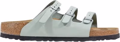 Green Leather Flat Sandals