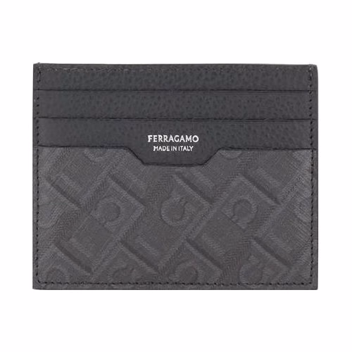 Ferragamo Gray Calf Leather Bos Taurus Wallet