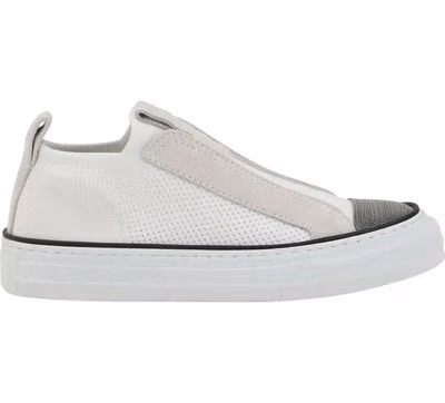 White Nylon Low Top Sneakers