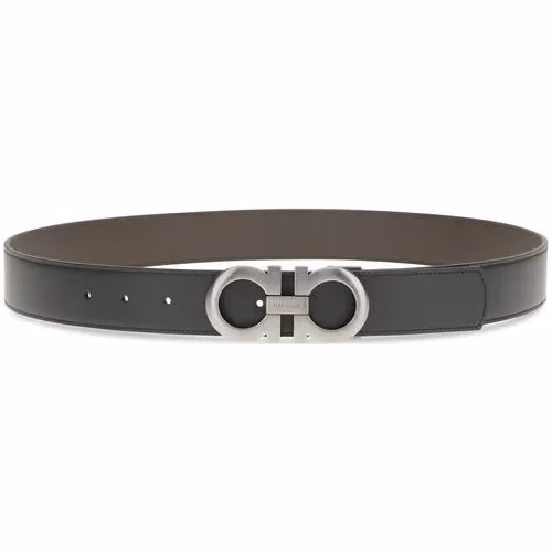 Ferragamo Black Calf Leather Bos Taurus Regular Belt