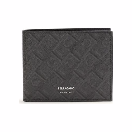 Ferragamo Black Calf Leather Bos Taurus Wallet