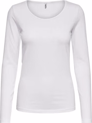 White Cotton Long Sleeve T-Shirt