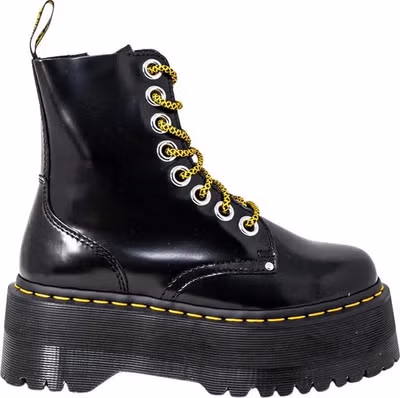 Black Leather Lace-Up Boots