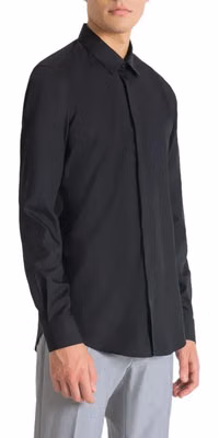 Black Cotton Dress Shirt