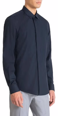 Blue Cotton Dress Shirt
